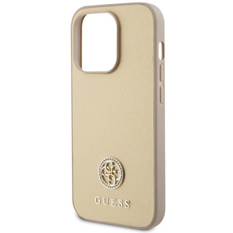 Guess nakładka do iPhone 15 Pro 6,1" GUHCP15LPS4DGPD złota HC PU 4G Metal Logo Strass