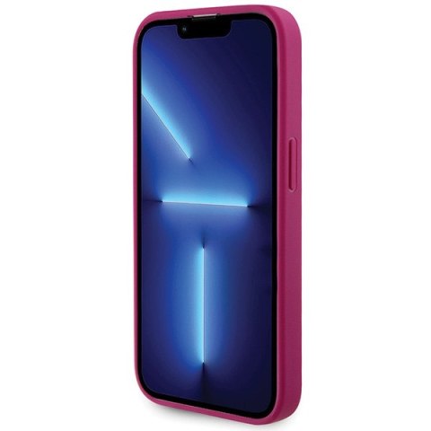 Guess nakładka do iPhone 15 Pro 6,1" GUHCP15LPS4DGPP różowa HC PU 4G Metal Logo Strass