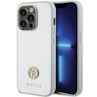 Guess nakładka do iPhone 15 Pro Max 6,7" GUHCP15XPS4DGPS srebrna HC PU 4G Metal Logo Strass