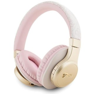 Guess słuchawki nauszne Bluetooth GUBH604GEMP różowe 4G PU Leather With Script Metal Logo