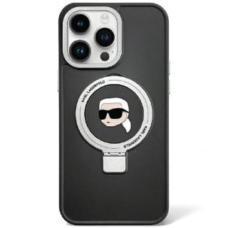 Karl Lagerfeld nakładka do iPhone 15 Pro 6,1" KLHMP15LHMRSKHK czarna HC Magsafe Ringstand KH