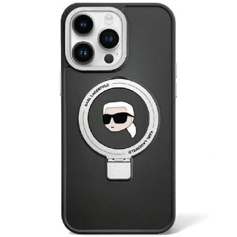 Karl Lagerfeld nakładka do iPhone 15 Pro 6,1" KLHMP15LHMRSKHK czarna HC Magsafe Ringstand KH