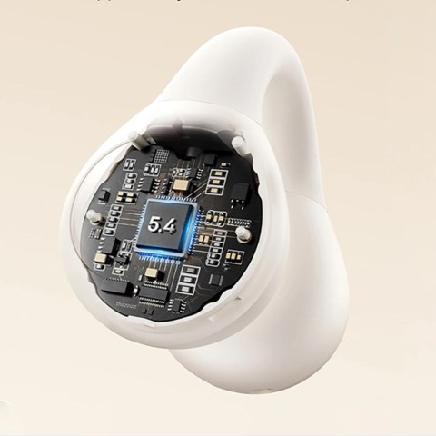 Słuchawki Baseus Bass 15 Clip OWS bezprzewodowe z kablem Baseus Simple USB-C 3A 30cm - białe