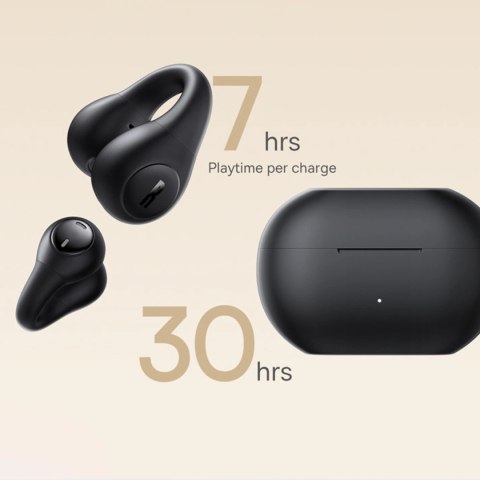 Słuchawki Baseus Bass 15 Clip OWS bezprzewodowe z kablem Baseus Simple USB-C 3A 30cm - czarne