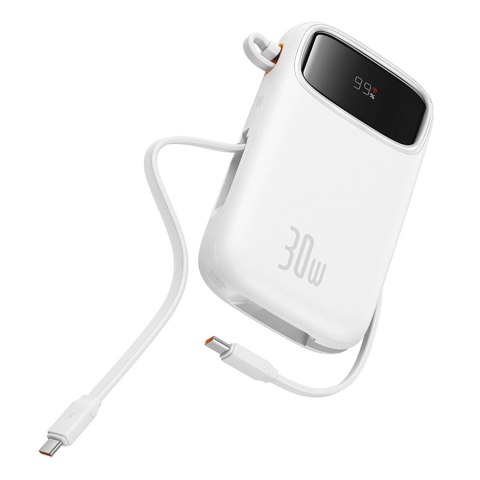 Powerbank Baseus QPow 2 20000mAh 30W z 2 wbudowanymi kablami USB-C - biały