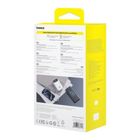 Powerbank Baseus QPow 2 20000mAh 30W z 2 wbudowanymi kablami USB-C - biały