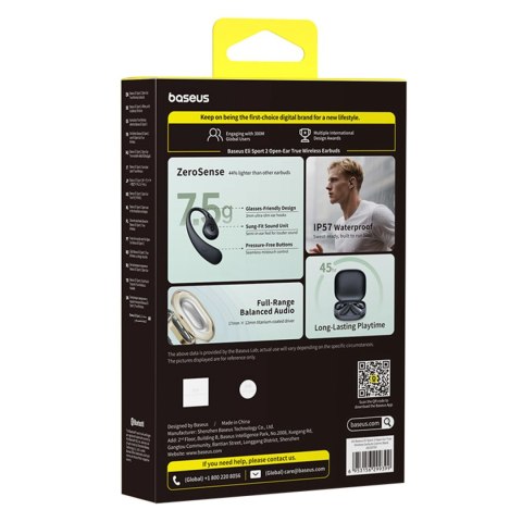 Słuchawki bezprzewodowe Baseus Eli Sport 2 OWS Bluetooth 6.0 ENC - czarne
