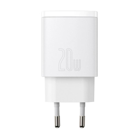 Szybka ładowarka sieciowa USB-A / USB-C Baseus Compact CCXJ-B02 20W 3A PD QC 3.0 - biała
