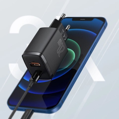 Szybka ładowarka sieciowa USB-A / USB-C Baseus Compact CCXJ-B02 20W 3A PD QC 3.0 - biała