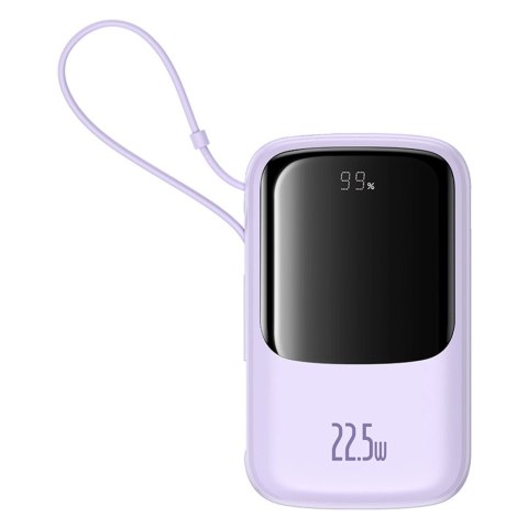 Poerbank Baseus Qpow Pro+ 10000mAh 22.5W z wbudowanym kablem USB-C z wyświetlaczem - fioletowy