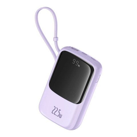 Poerbank Baseus Qpow Pro+ 10000mAh 22.5W z wbudowanym kablem USB-C z wyświetlaczem - fioletowy