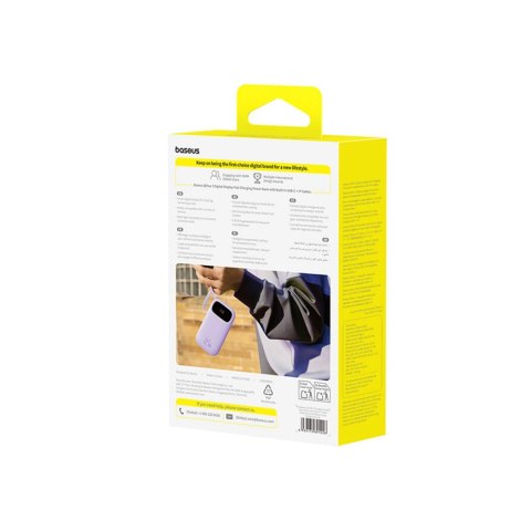 Powerbank Baseus EnerFill FC21 Qpow 3 Ultra 20000mAh 22.5W z wyświetlaczem cyfrowym z dołączonym kablem - fioletowy