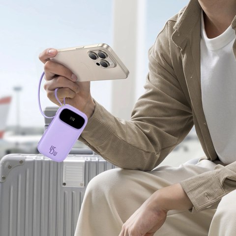 Powerbank Baseus EnerFill FC31 20000mAh 45W z wyświetlaczem z kablami USB-C i Lightning - fioletowy