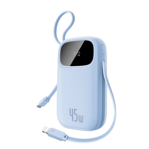 Powerbank Baseus EnerFill FC31 20000mAh 45W z wyświetlaczem z kablami USB-C i Lightning - niebieski