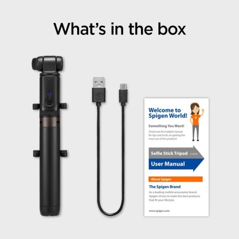 Selfie stick Spigen S540W Bluetooth z tripodem - czarny