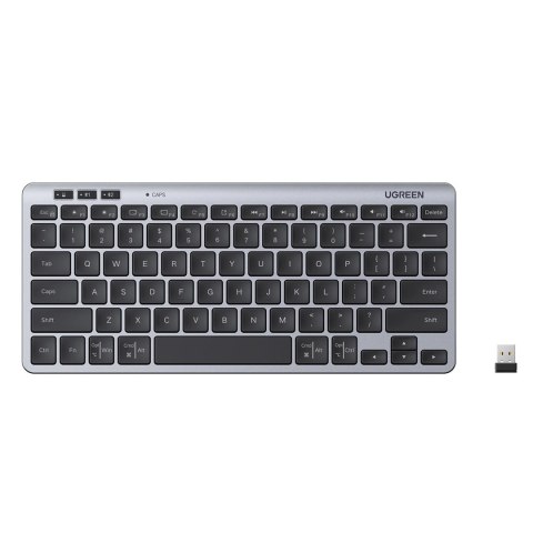 Klawiatura Ugreen bezprzewodowa Bluetooth 5.3 do 3 urządzeń - szara