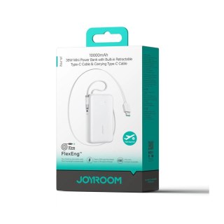 Powerbank Joyroom JR-PR2 35W 10000mAh ze zwijanym kablem USB-C i wbudowanym kablem Lightning - biały