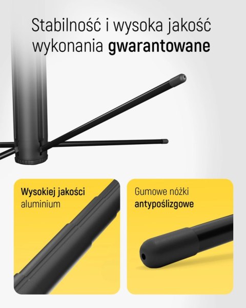 Premium selfie stick Wozinsky WST-360YS z funkcją statywu z automatycznym śledzeniem twarzy 360° AI sterowanie gestami - czarny