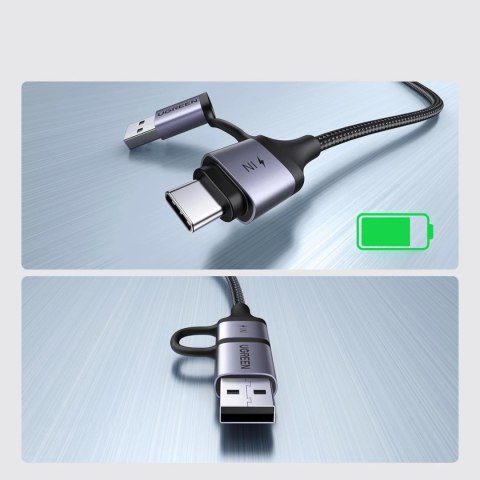 Adapter audio Ugreen z funkcją ładowania 2w1 USB-C - USB-A/C + minijack - czarny