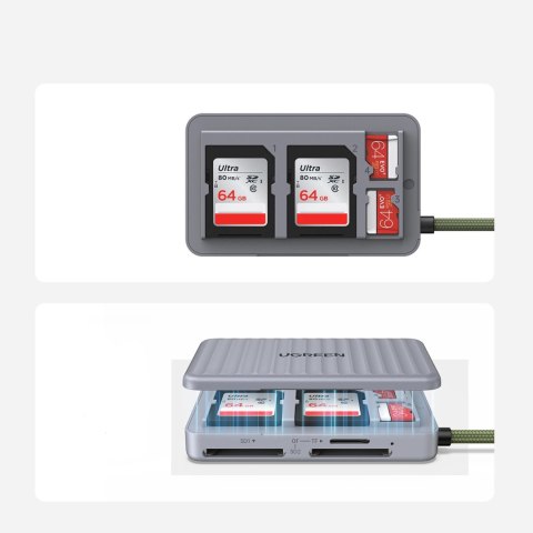 Czytnik kart pamięci Ugreen CM868 USB-C - szary