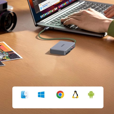Czytnik kart pamięci Ugreen CM868 USB-C - szary