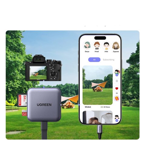 Czytnik kart pamięci Ugreen magnetyczny + ładowarka 100W PD 3w1 - szary