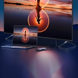 Hub Ugreen USB-C 10w1 USB-C HDMI Ethernet USB-A 5GB/s SD/TF minijack- szary