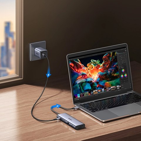 Hub Ugreen USB-C 10w1 USB-C HDMI Ethernet USB-A 5GB/s SD/TF minijack- szary