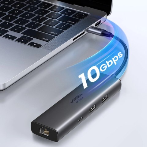 Hub Ugreen USB-C 6w1 HDMI USB-C USB-A Ethernet - szary