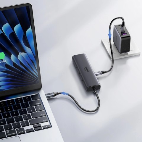 Hub Ugreen USB-C 6w1 HDMI USB-C USB-A Ethernet - szary