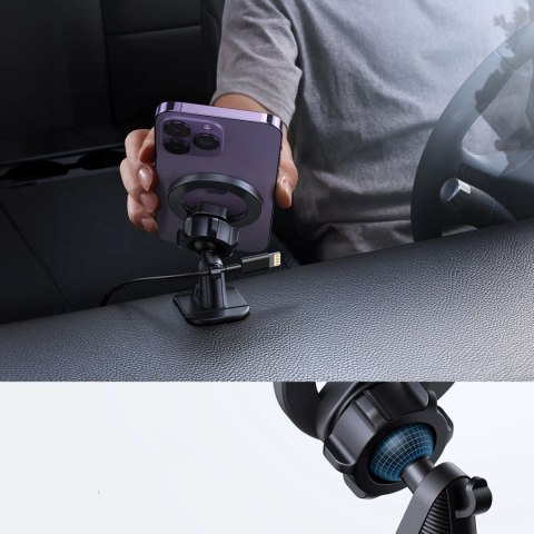 Joyroom magnetyczny uchwyt samochodowy na kokpit/deskę rozdzielczą czarny MagSafe (JR-ZS376)
