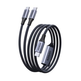 Kabel Ugreen 2w1 USB-C - 2xUSB-C PD 140W 2m - czarny