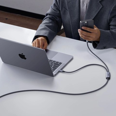 Kabel Ugreen 2w1 USB-C - 2xUSB-C PD 140W 2m - czarny