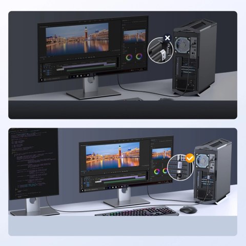 Kabel Ugreen DisplayPort do HDMI 4K 20cm - szary