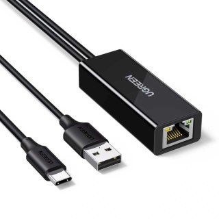 Karta sieciowa Ugreen USB-C do RJ45 10/100 Mb/s - czarna