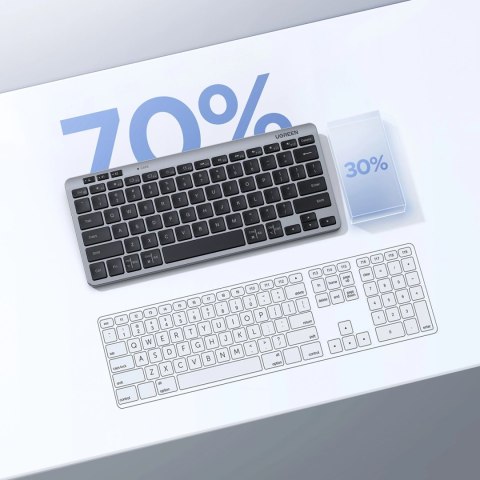 Klawiatura Ugreen bezprzewodowa Bluetooth 5.3 do 3 urządzeń - szara