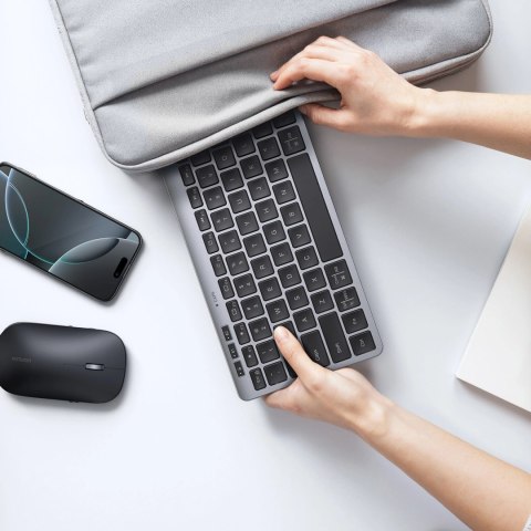 Klawiatura Ugreen bezprzewodowa Bluetooth 5.3 do 3 urządzeń - szara