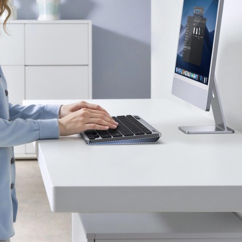 Klawiatura Ugreen bezprzewodowa Bluetooth 5.3 do 3 urządzeń - szara