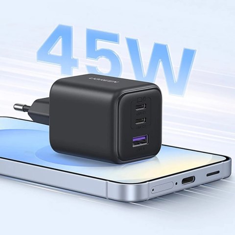 Ładowarka Ugreen GaN 45W X527 2x USB-C + USB-A - czarna