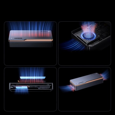 Obudowa Ugreen D703 na dysk USB4 40Gb/s M.2 NVMe SSD z chłodzeniem aktywnym - szara