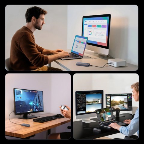 Obudowa Ugreen D703 na dysk USB4 40Gb/s M.2 NVMe SSD z chłodzeniem aktywnym - szara