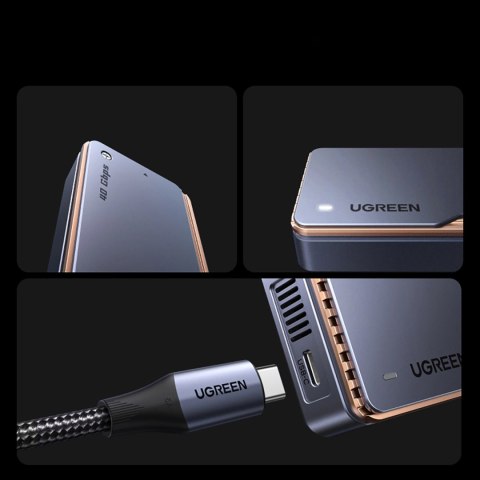 Obudowa Ugreen D703 na dysk USB4 40Gb/s M.2 NVMe SSD z chłodzeniem aktywnym - szara