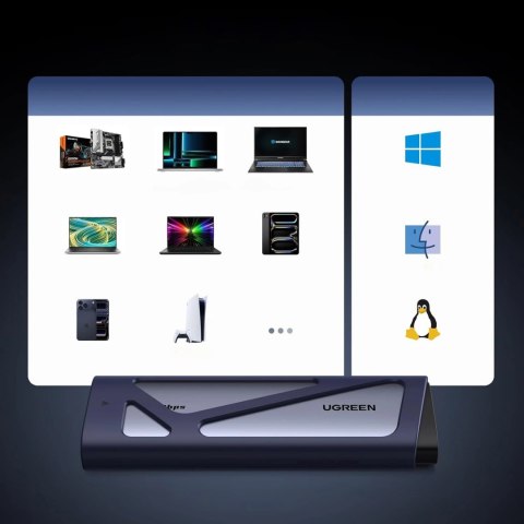 Obudowa Ugreen na dysk M.2 NVMe/SATA SSD 20Gbps z kablem USB-C - USB-C - szara