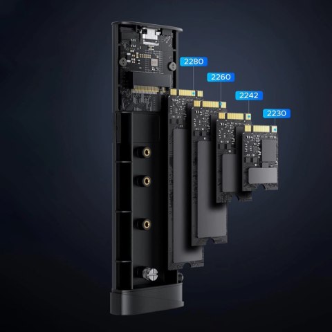 Obudowa Ugreen na dysk M.2 NVMe/SATA SSD 20Gbps z kablem USB-C - USB-C - szara