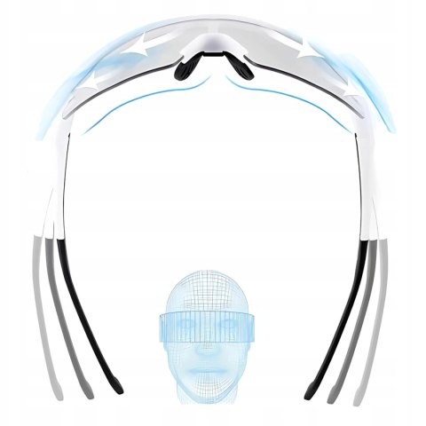 Okulary rowerowe Rockbros fotochromowe z ochroną UV i wkładką korekcyjną - białe