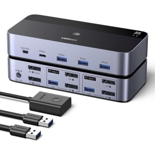 Przełącznik KVM Ugreen AK700 DisplayPort 8K 60Hz - szary