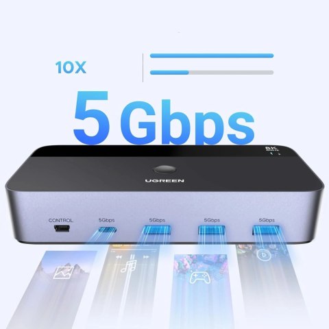 Przełącznik KVM Ugreen AK700 DisplayPort 8K 60Hz - szary