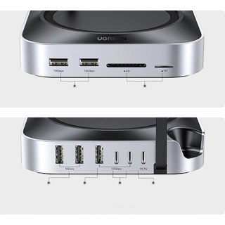 Stacja dokująca Ugreen USB-C do Mac Mini M4/M4 Pro 11w1 - szara