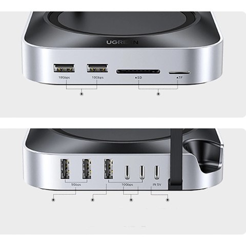 Stacja dokująca Ugreen USB-C do Mac Mini M4/M4 Pro 11w1 - szara