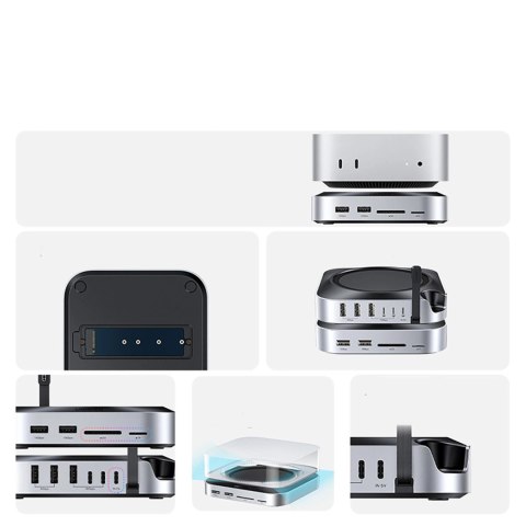 Stacja dokująca Ugreen USB-C do Mac Mini M4/M4 Pro 11w1 - szara